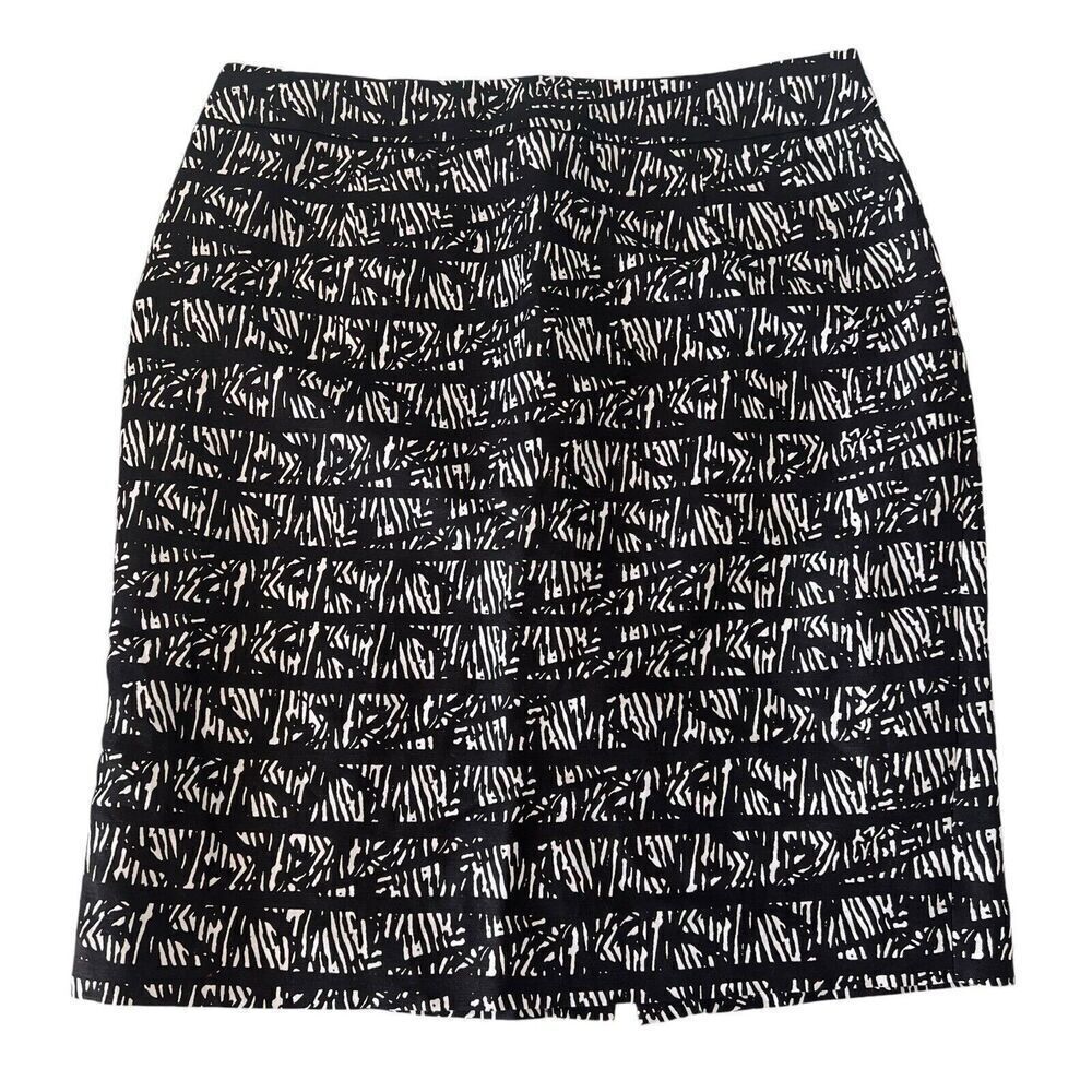 Calvin Klein Skirt sz 16 Pencil Black White‎ Pattern Below Knee Length 25"